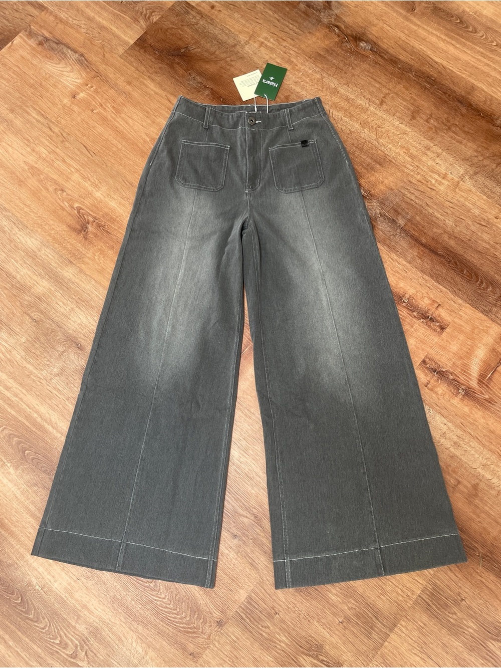 Halara Womens Flex High Waisted Wide Leg Jeans Sz Small Gray Front Pockets NEW#